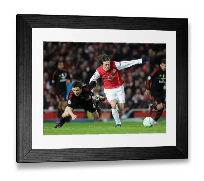 Framed Print : Arsenal's Champions League Victory: Rosicky vs Van Bommel Showdown - Arsenal 3-0 AC Milan