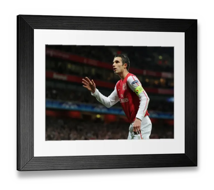 Framed Print : Arsenal's Dominant Display: Robin van Persie Scores Three as Arsenal Crush AC Milan 3-0 in UEFA Champions League