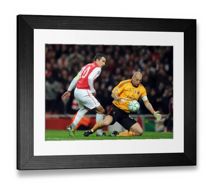 Framed Print : Arsenal's Dominant Victory: Robin van Persie Scores Three as Arsenal Crushes AC Milan 3-0 in UEFA Champions League