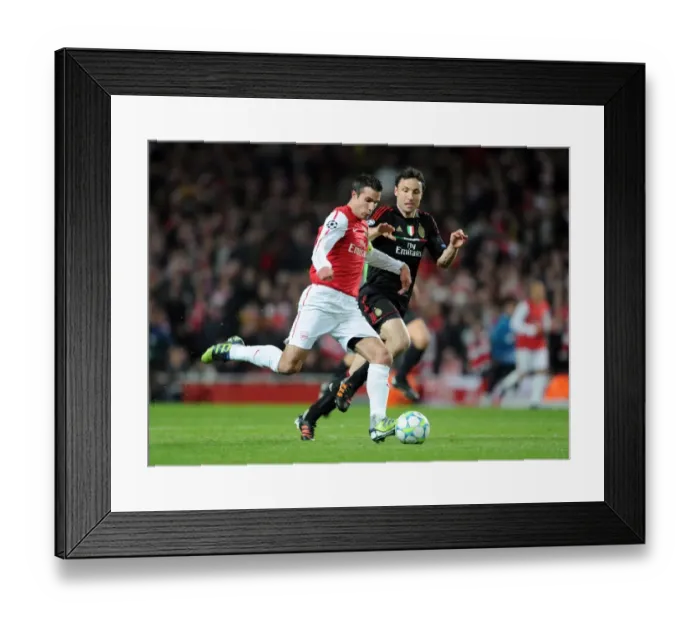 Framed Print : Arsenal's Dominant Performance: Rvp's Hat-Trick Leads 3-0 Victory Over AC Milan in UEFA Champions League