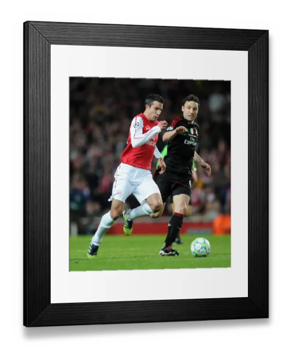 Framed Print : Robin van Persie's Hat-Trick: Arsenal's Triumph over AC Milan in the UEFA Champions League (3-0)