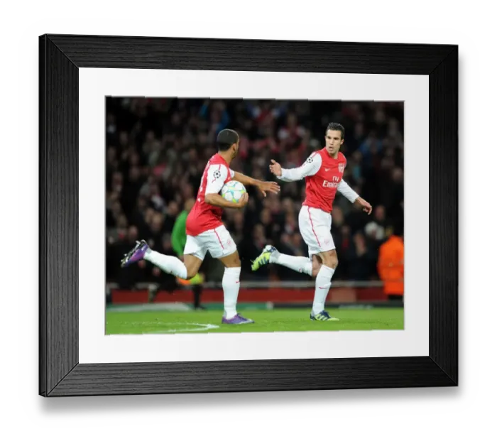 Framed Print : Arsenal's Dominant Performance: RvP and Walcott Lead 3-0 Comeback Against AC Milan in UEFA Champions League