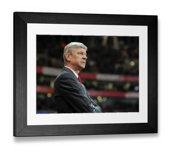 Framed Print : Arsene Wenger the Arsenal Manager. Arsenal 3: 0 AC Milan. UEFA Champions League Framed Print : Arsene Wenger the Arsenal Manager. Arsenal 3: 0 AC Milan. UEFA Champions League