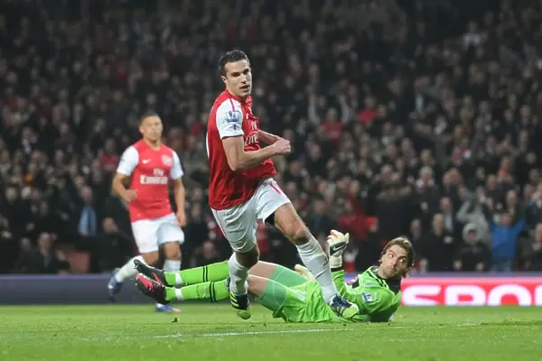 Robin van Persie's Goal Celebration: Arsenal vs. Newcastle United, Premier League 2011-12