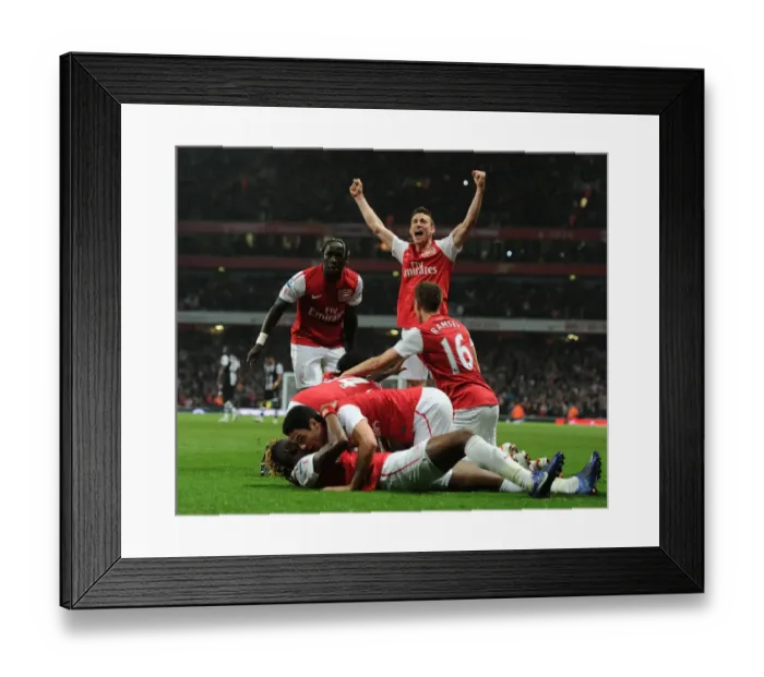 Framed Print : Arsenal Players Celebrate Second Goal vs. Newcastle United, Premier League 2011-12
