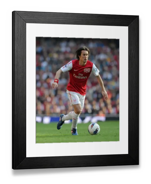 Framed Print : Arsenal's Triumph: Rosicky Leads the Gunners to a 3-0 Victory over Aston Villa in the Premier League