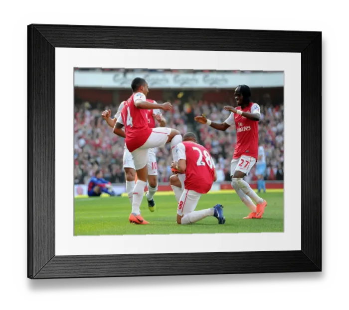 Framed Print : Theo Walcott celebrates scoring Arsenals 2nd goal with Kieran Gibbs and Gervinho Framed Print : Theo Walcott celebrates scoring Arsenals 2nd goal with Kieran Gibbs and Gervinho