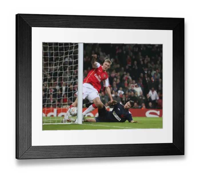 Framed Print : Nicklas Bendtner's Hat-Trick: Arsenal Crushes Slavia Prague 7-0 in Champions League Framed Print : Nicklas Bendtner's Hat-Trick: Arsenal Crushes Slavia Prague 7-0 in Champions League