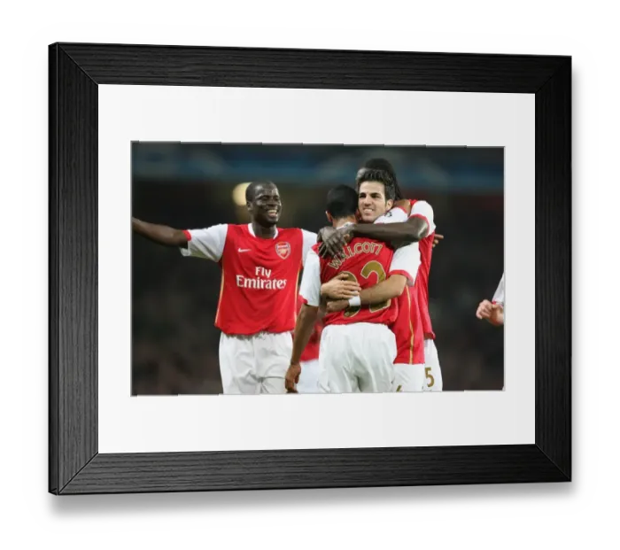 Framed Print : Theo Walcott celebrates scoring Arsenals 3rd goal his 1st with his team mates