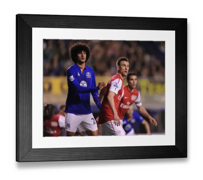Framed Print : Koscielny vs. Fellaini: Intense Battle at Goodison Park (Everton v Arsenal, Premier League 2011-12) Framed Print : Koscielny vs. Fellaini: Intense Battle at Goodison Park (Everton v Arsenal, Premier League 2011-12)