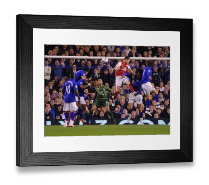 Framed Print : Thomas Vermaelen's Soaring Header: Crucial Arsenal Goal Against Everton (2011-12)