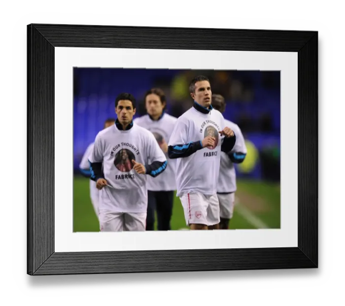 Framed Print : Arsenal Players Honor Fabrice Muamba with Warm-Up Tribute Ahead of Everton Clash (2012) Framed Print : Arsenal Players Honor Fabrice Muamba with Warm-Up Tribute Ahead of Everton Clash (2012)