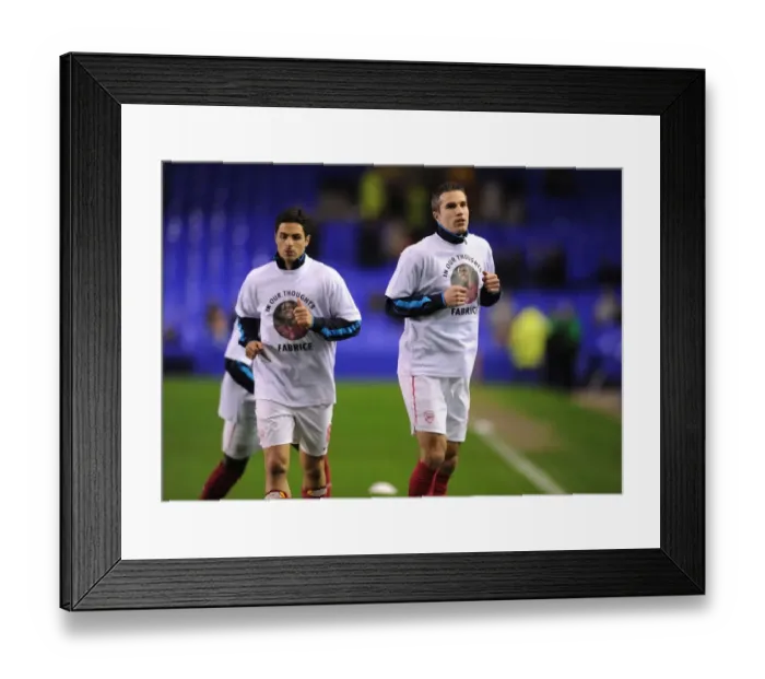 Framed Print : Arsenal Players Honor Fabrice Muamba with Emotional Tribute During Warm-Up Before Everton Clash (2012)