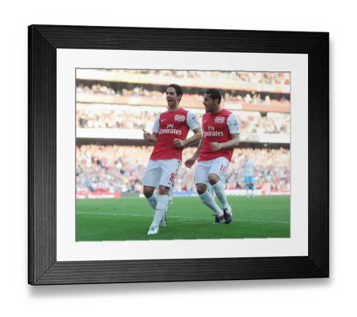 Framed Print : Mikel Arteta and Andre Santos Celebrate Arsenal's Third Goal Against Aston Villa (2011-12) Framed Print : Mikel Arteta and Andre Santos Celebrate Arsenal's Third Goal Against Aston Villa (2011-12)