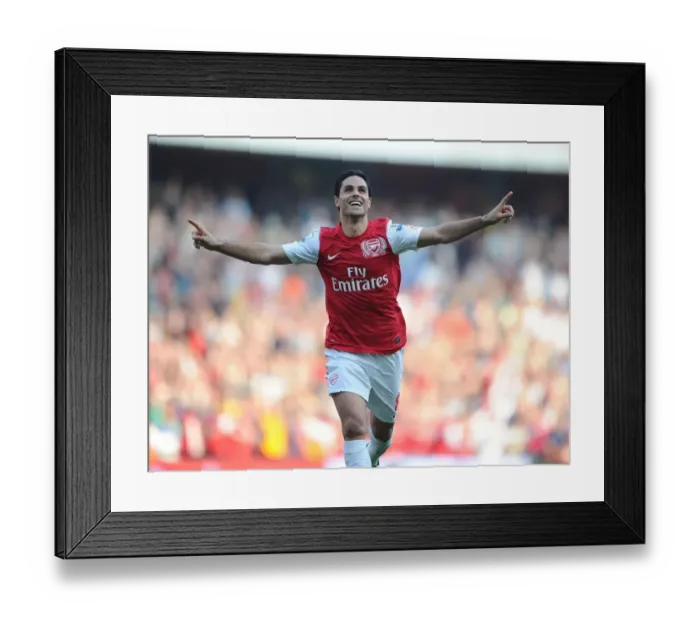 Framed Print : Mikel Arteta's Triumph: The Goal that Secured Arsenal's Victory Against Aston Villa, Premier League 2011-12