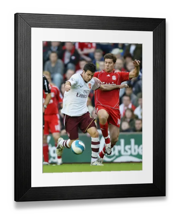 Framed Print : Cesc Fabregas (Arsenal) Xabi Alonso (Liverpool)