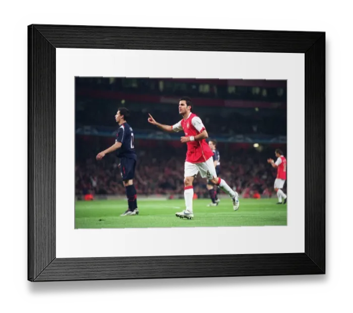 Framed Print : Cesc Fabregas's Thriller: Arsenal's Historic 7-0 Victory Over Slavia Prague in the Champions League