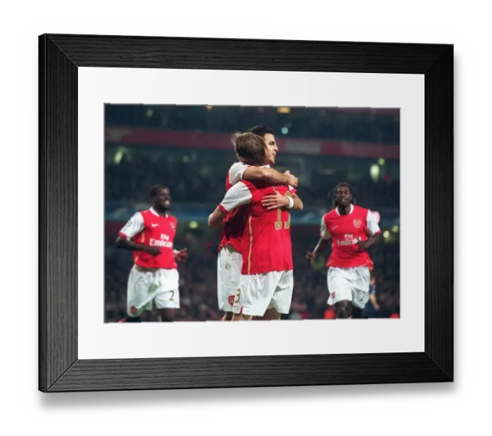 Framed Print : Cesc Fabregas celebrates scoring Arsenals 1st goal with Alex Hleb
