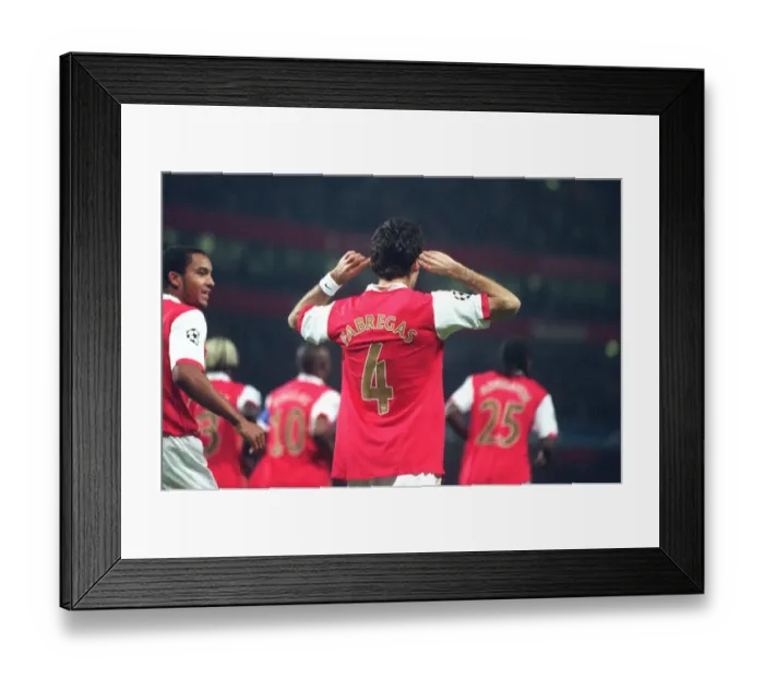 Framed Print : Cesc Fabregas's Thrilling Goal: Arsenal Crushes Slavia Prague 7-0 in Champions League Framed Print : Cesc Fabregas's Thrilling Goal: Arsenal Crushes Slavia Prague 7-0 in Champions League