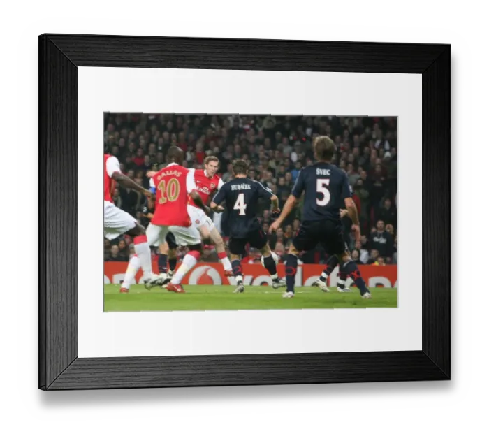 Framed Print : Alex Hlebs shot hit David Hubacek (Slavia) for an own goal
