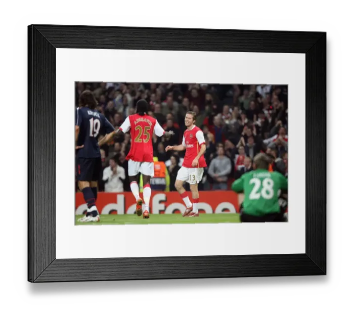 Framed Print : Alex Hleb celebrates Arsenals 2nd goal with Emmanuel Adebayor Framed Print : Alex Hleb celebrates Arsenals 2nd goal with Emmanuel Adebayor