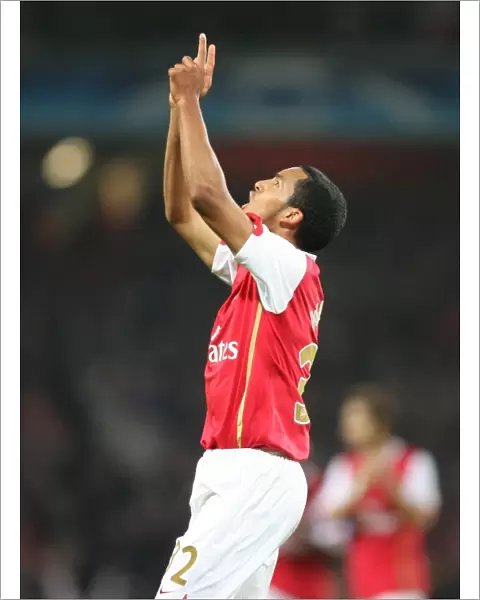 Theo Walcott celebrates scoring Arsenals 3rd goal, his 1st