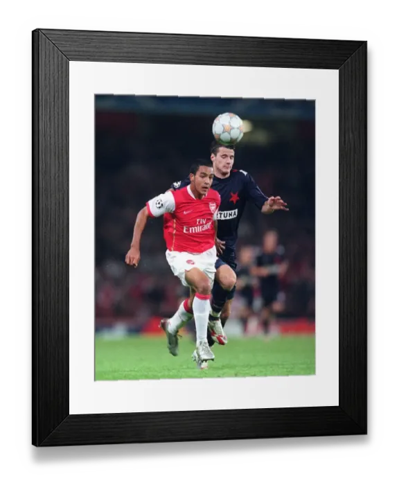 Framed Print : Theo Walcott (Arsenal) Daniel Pudil (Slavia) Framed Print : Theo Walcott (Arsenal) Daniel Pudil (Slavia)