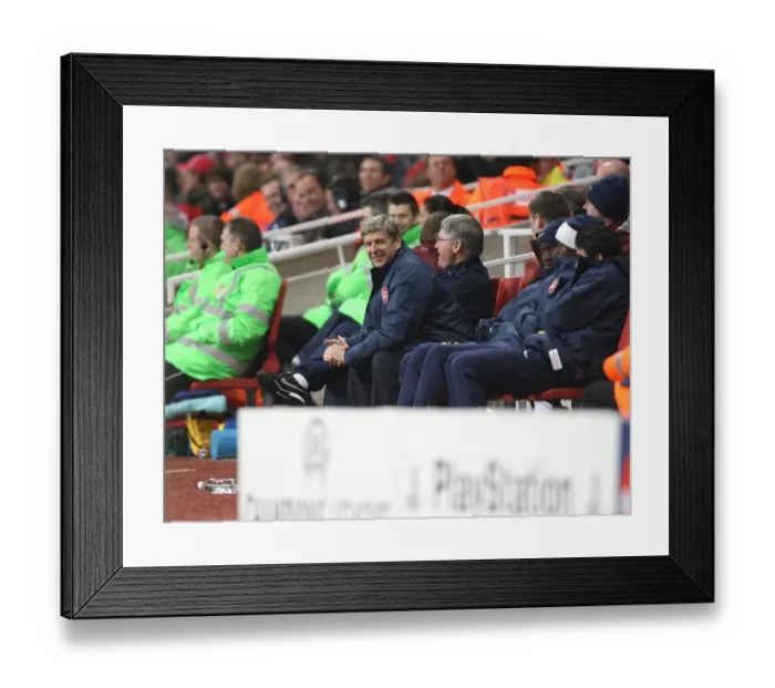 Framed Print : Arsene Wenger Leads Arsenal to 7-0 Victory over Slavia Prague in UEFA Champions League at Emirates Stadium (2007)