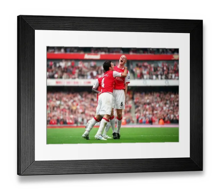 Framed Print : Unforgettable Moment: Senderos and Fabregas's Goal Celebration (3-2) - Arsenal's Thrilling Victory over Sunderland Framed Print : Unforgettable Moment: Senderos and Fabregas's Goal Celebration (3-2) - Arsenal's Thrilling Victory over Sunderland