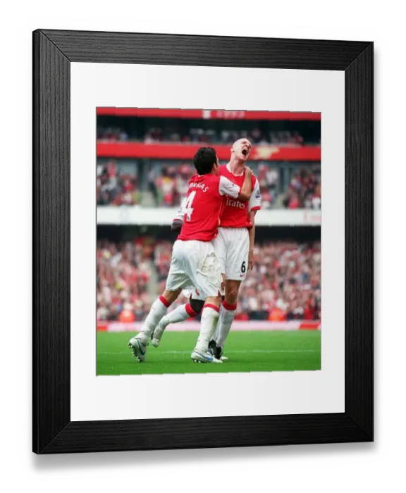 Framed Print : Unforgettable Moment: Senderos-Fabregas Goal Celebration - Arsenal's Thrilling 3-2 Victory Framed Print : Unforgettable Moment: Senderos-Fabregas Goal Celebration - Arsenal's Thrilling 3-2 Victory