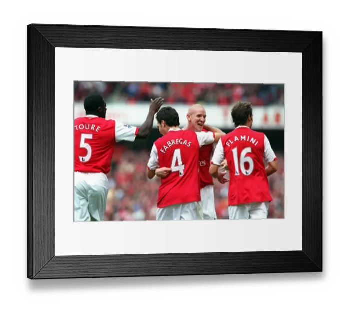 Framed Print : Senderos Double: Fabregas, Flamini, Toure in Triumphant Arsenal Celebration (3:2 vs Sunderland, 2007) Framed Print : Senderos Double: Fabregas, Flamini, Toure in Triumphant Arsenal Celebration (3:2 vs Sunderland, 2007)