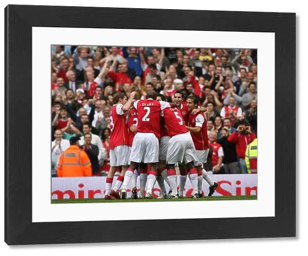 Philippe Senderos celebrates scoring the 2nd Arsenal goal with Alex Hleb