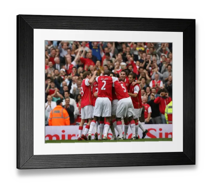 Framed Print : Philippe Senderos celebrates scoring the 2nd Arsenal goal with Alex Hleb
