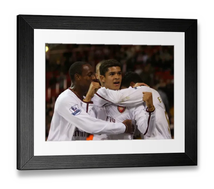 Framed Print : Denilson's Triumph: Arsenal's Third Goal Celebration vs. Sheffield United in Carling Cup Framed Print : Denilson's Triumph: Arsenal's Third Goal Celebration vs. Sheffield United in Carling Cup