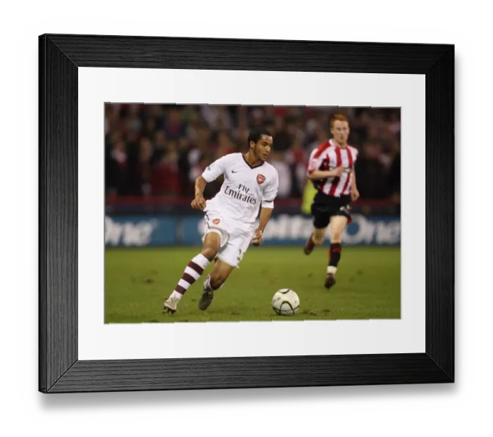 Framed Print : Theo Walcott's Hat-Trick: Arsenal's 3-0 Victory Over Sheffield United in Carling Cup