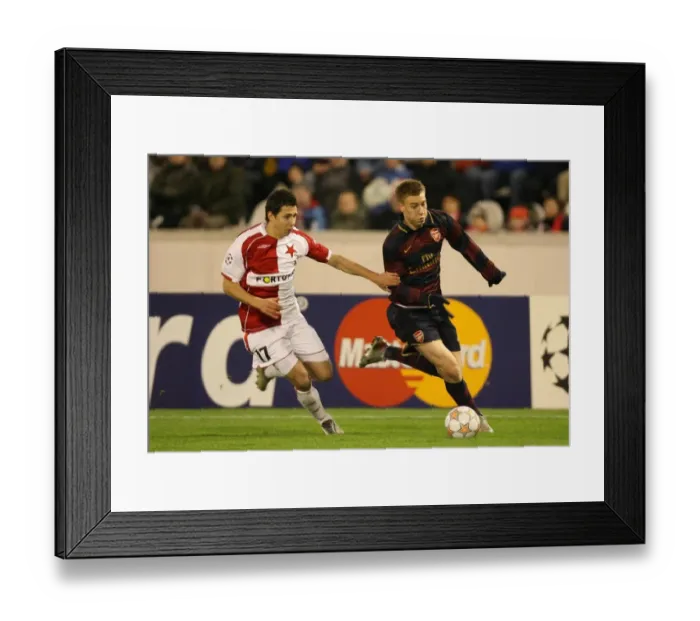 Framed Print : Nicklas Bendtner (Arsenal) Marek Suchy (Slavia Prague) Framed Print : Nicklas Bendtner (Arsenal) Marek Suchy (Slavia Prague)