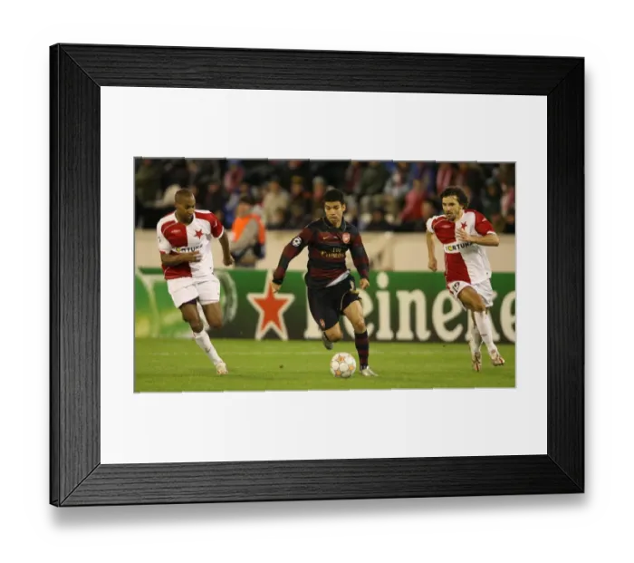 Framed Print : Eduardo (Arsenal) Mickael Tavares and Matej Krajcik (Slavia Prague) Framed Print : Eduardo (Arsenal) Mickael Tavares and Matej Krajcik (Slavia Prague)