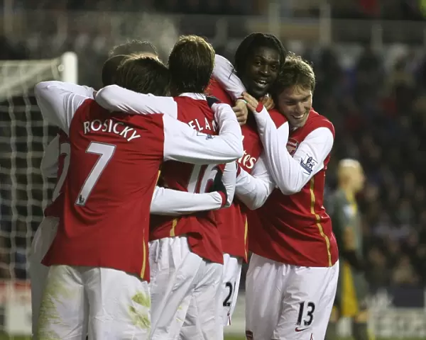 Arsenal's Thrilling 1000th Premier League Goal: Adebayor and Teamsmates Celebrate a 3-1 Victory over Reading