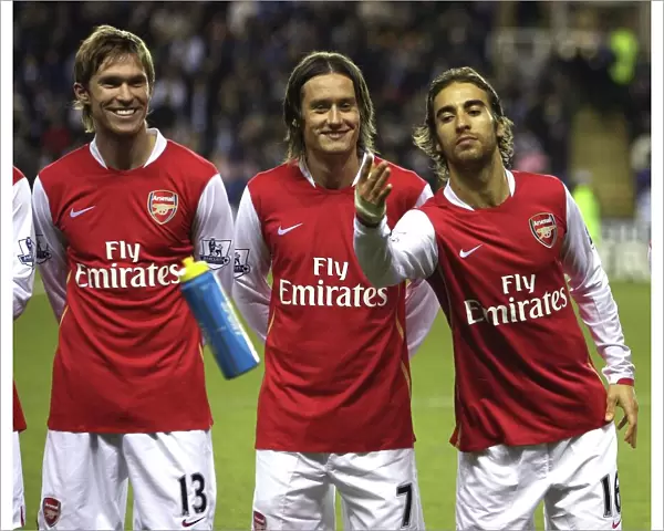 Mathieu Flamini, Tomas Rosicky and Alex Hleb (Arsenal) before the match