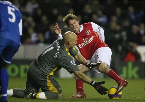 Alex Hleb turns past Reading goalkeeper Marcus Hahnemann to score the 3rd Arsenal goal
