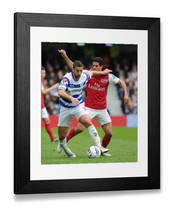 Framed Print : Clash of Midfield Maestros: Taarabt vs. Arteta (QPR vs. Arsenal, 2011-12)
