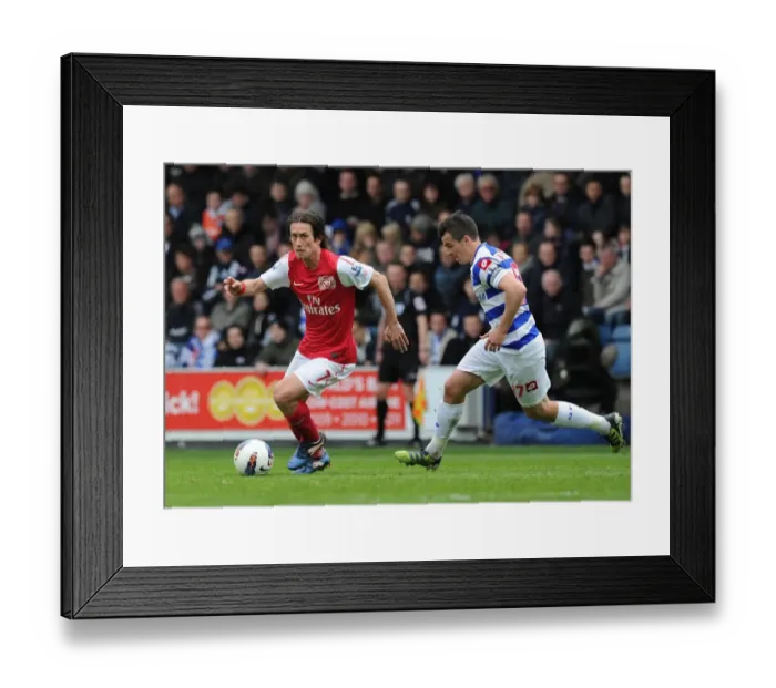 Framed Print : Tomas Rosicky Outmaneuvers Joey Barton: Queens Park Rangers vs. Arsenal, Premier League 2011-2012