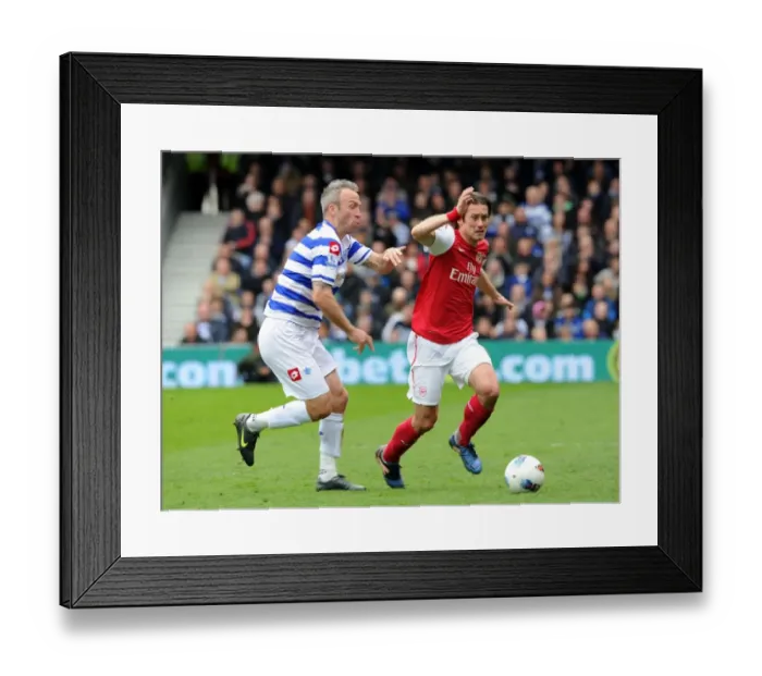 Framed Print : Tomas Rosicky Outmaneuvers Shaun Derry: Queens Park Rangers vs. Arsenal, Premier League 2011-12
