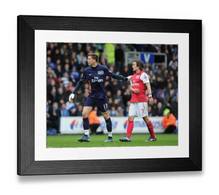 Framed Print : Arsenal's Szczesny and Rosicky in Action against Queens Park Rangers (2011-12)