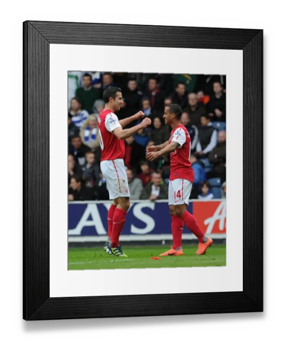 Framed Print : Theo Walcott and Robin van Persie Celebrate Goal: Queens Park Rangers vs. Arsenal, Premier League 2011-12
