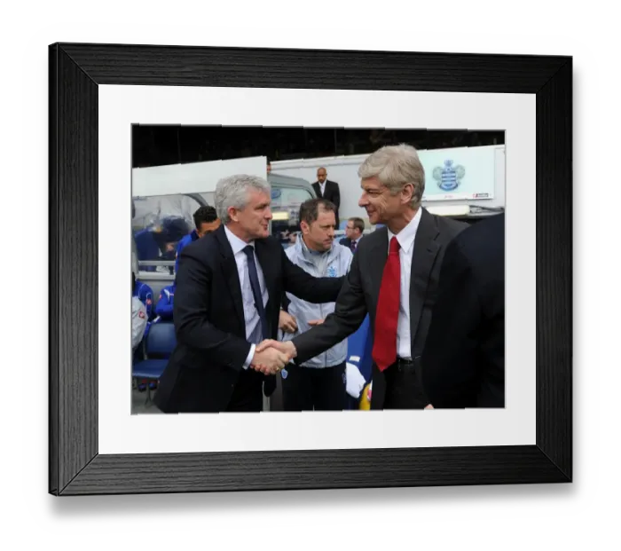 Framed Print : Arsene Wenger and Mark Hughes: A Pre-Match Handshake Between Queens Park Rangers and Arsenal Managers (2011-12) Framed Print : Arsene Wenger and Mark Hughes: A Pre-Match Handshake Between Queens Park Rangers and Arsenal Managers (2011-12)