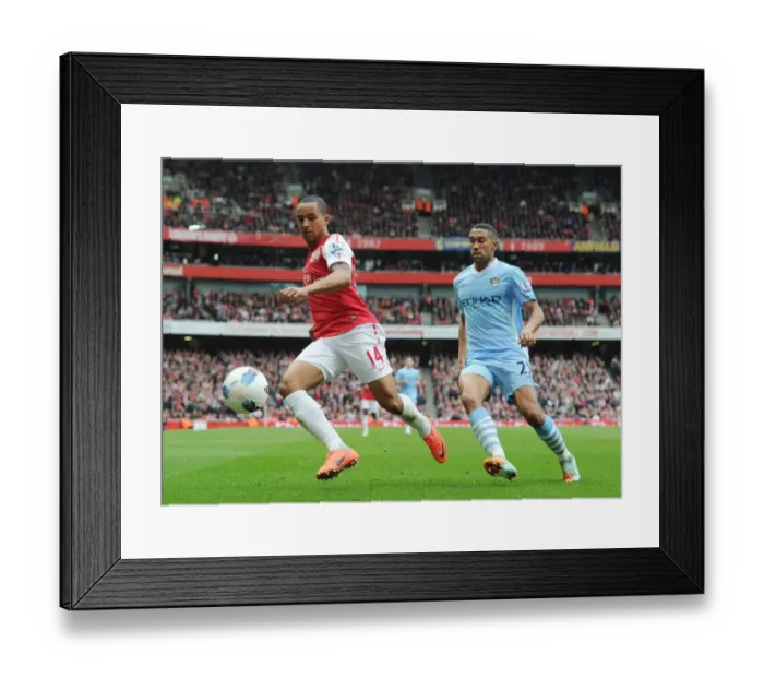 Framed Print : Theo Walcott Dashes Past Gael Clichy: Arsenal vs Manchester City, Premier League 2011-12