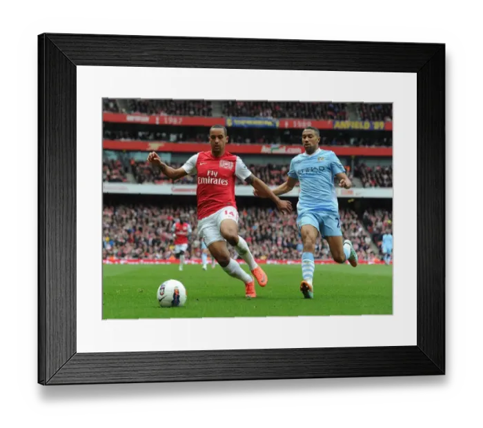 Framed Print : Theo Walcott Surges Past Gael Clichy: Arsenal vs Manchester City, Premier League 2011-12