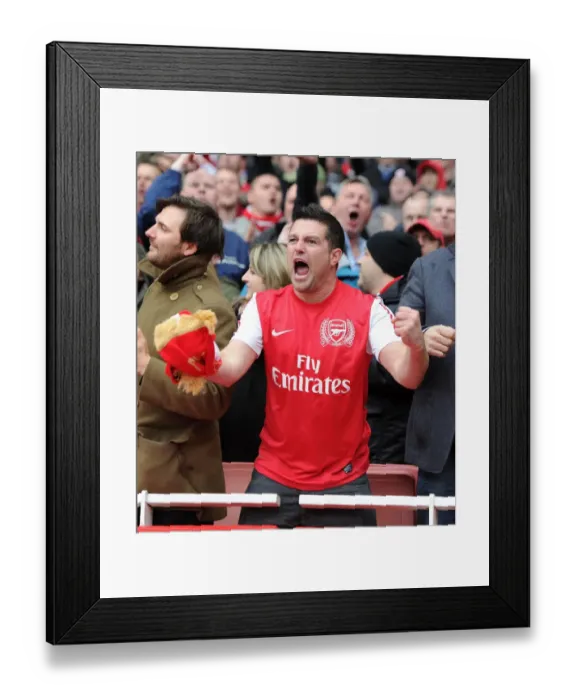 Framed Print : Arsenal Fans Euphoria: Unforgettable Goal Celebration vs Manchester City (Premier League 2011-12) Framed Print : Arsenal Fans Euphoria: Unforgettable Goal Celebration vs Manchester City (Premier League 2011-12)