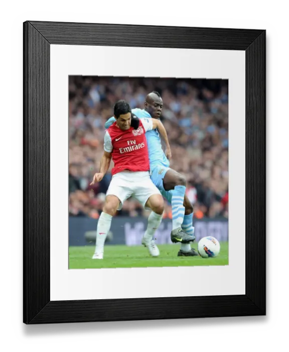 Framed Print : Mikel Arteta vs. Mario Balotelli: Clash of the Titans - Arsenal vs. Manchester City, Premier League, 2012